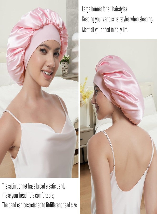 Roybens Silk Bonnet for Sleeping Women, Satin Hair Sleep Bonnets for Curly Hair Braids, Double Layer Large Sleep Cap with Soft Elastic Band - Image 3